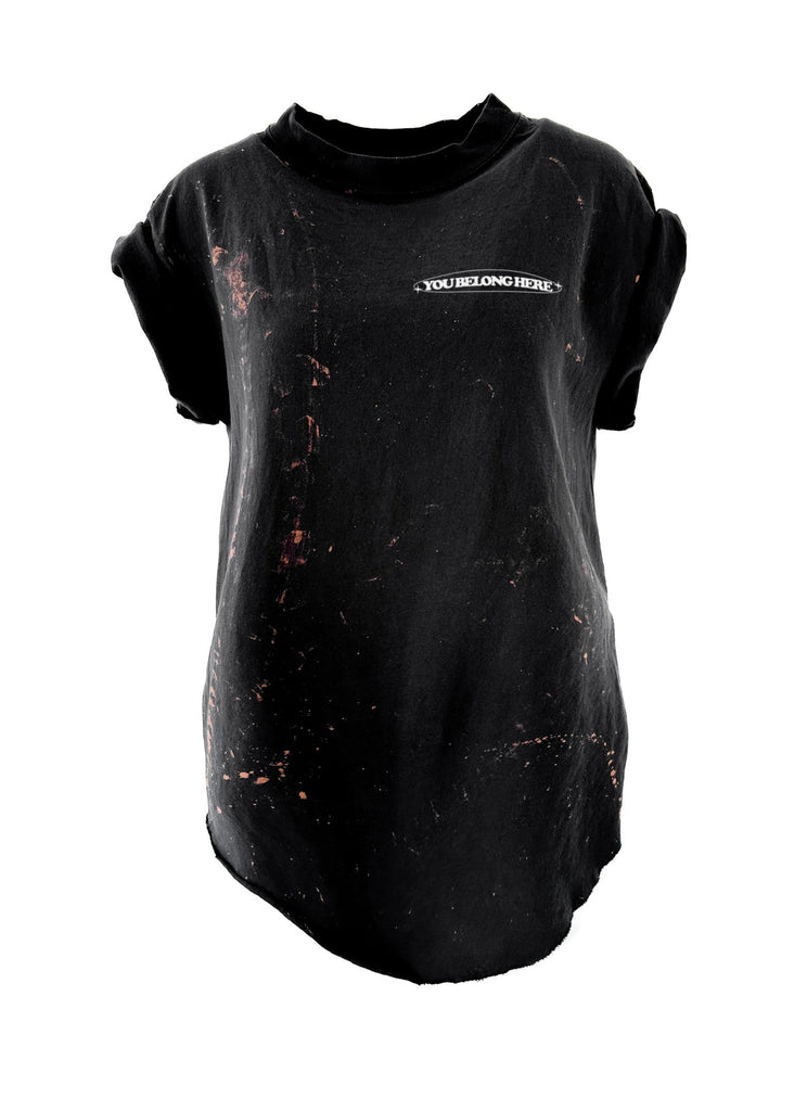 pebby forevee Side Slit Tee YOU BELONG HERE BLEACHED OUT SIDE SLIT TEE