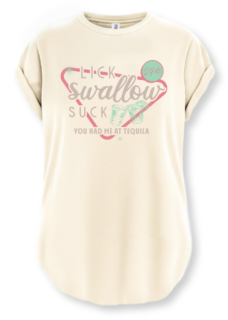 pebby forevee Side Slit Tee YOU HAD ME AT TEQUILA SIDE SLIT TEE