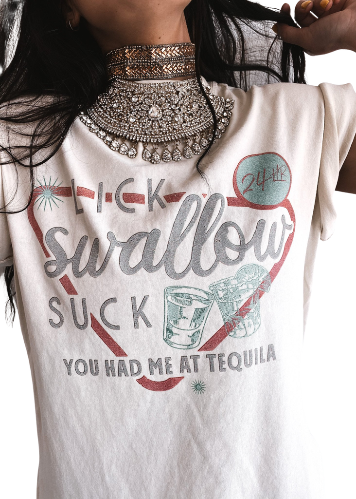 pebby forevee Side Slit Tee YOU HAD ME AT TEQUILA SIDE SLIT TEE