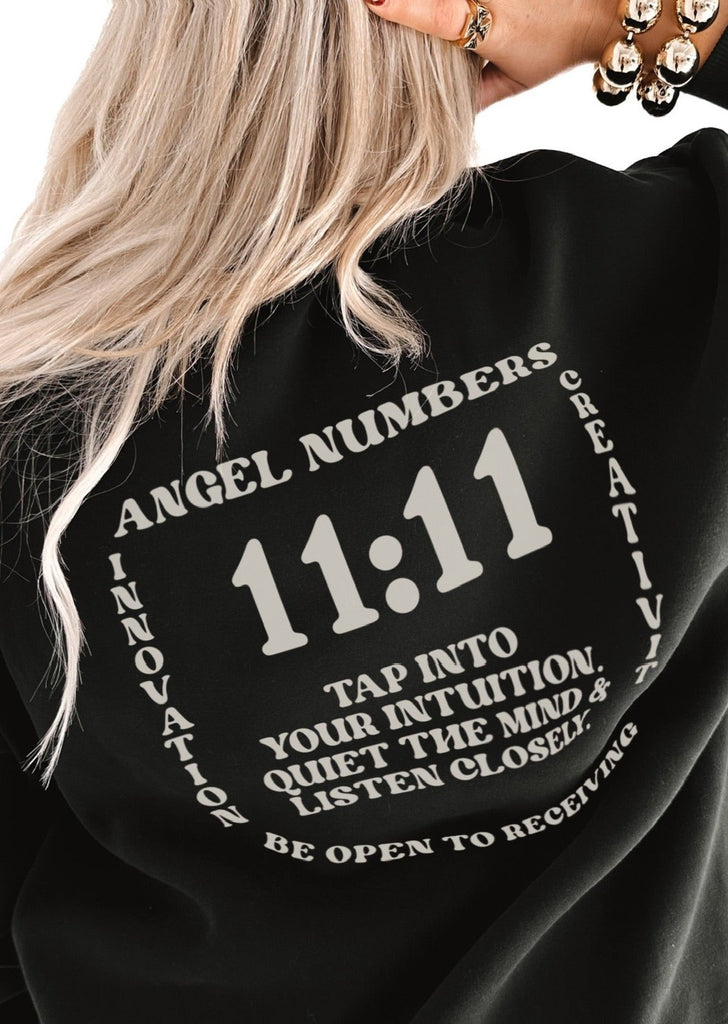 pebby forevee Sweatshirt 11:11 ANGEL NUMBERS OVERSIZED GRAPHIC SWEATSHIRT