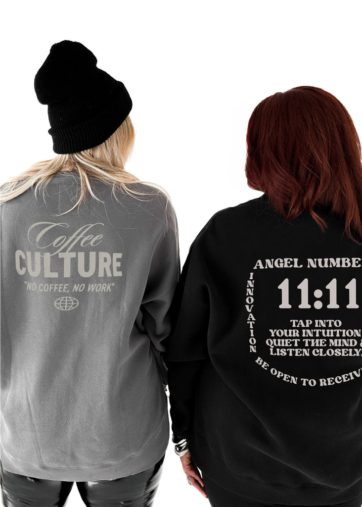 pebby forevee Sweatshirt 11:11 ANGEL NUMBERS OVERSIZED GRAPHIC SWEATSHIRT