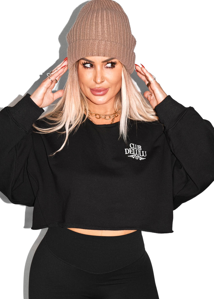 pebby forevee Sweatshirt CROPPED CLUB DELULU (WHITE) GRAPHIC SWEATSHIRT