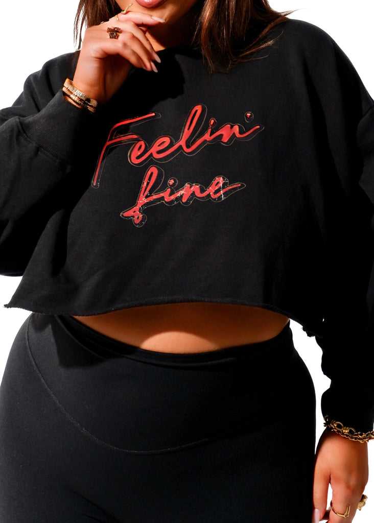 pebby forevee Sweatshirt CROPPED FEELIN FINE GRAPHIC SWEATSHIRT