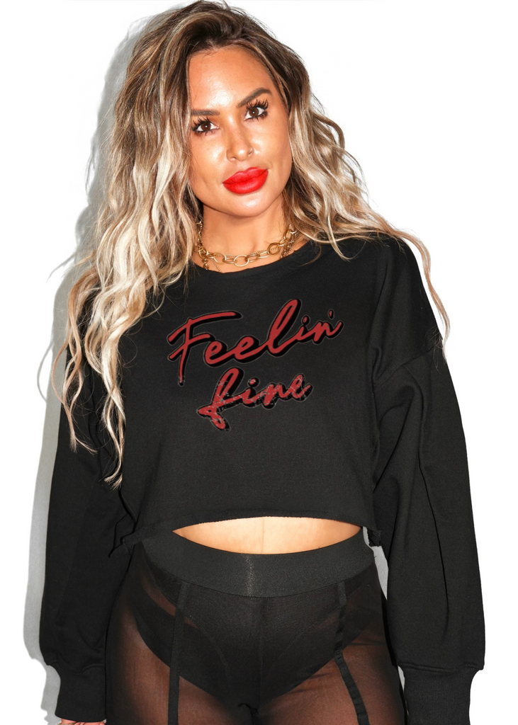pebby forevee Sweatshirt CROPPED FEELIN FINE GRAPHIC SWEATSHIRT