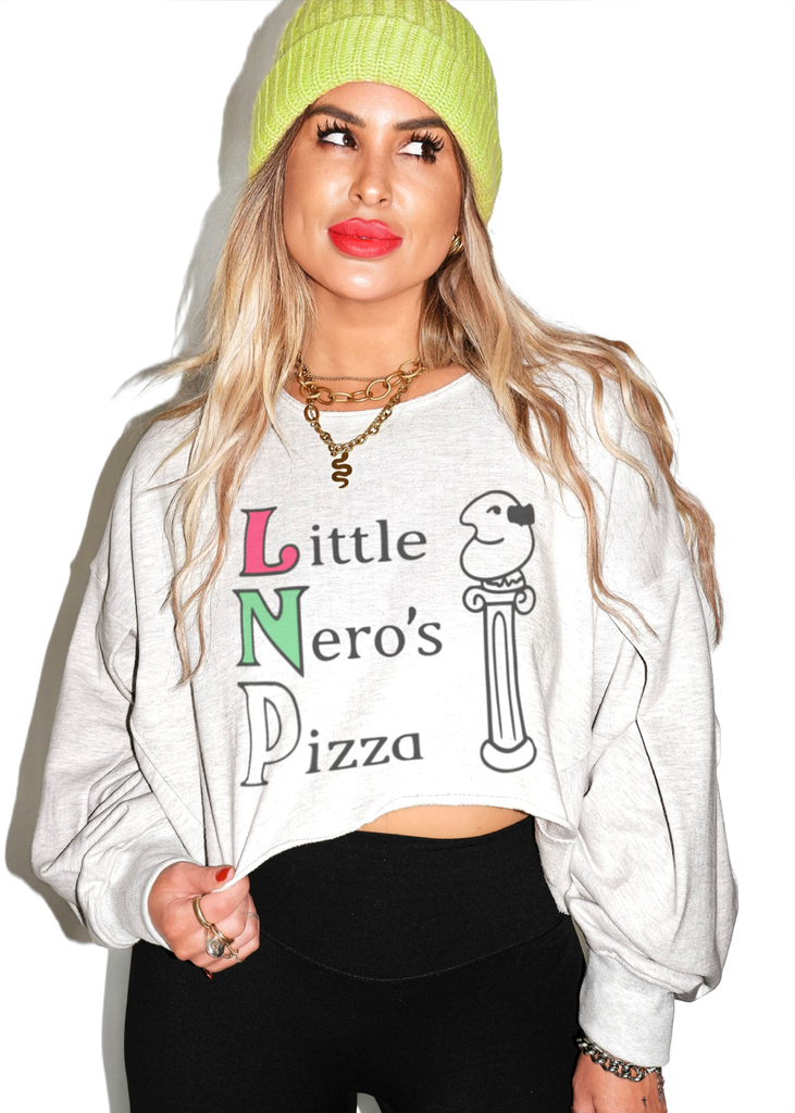 pebby forevee Sweatshirt CROPPED LITTLE NERO'S PIZZA GRAPHIC SWEATSHIRT