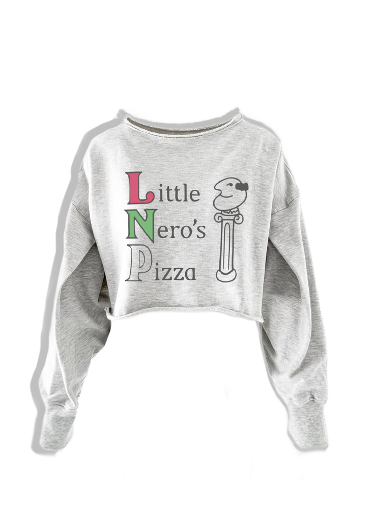 pebby forevee Sweatshirt CROPPED LITTLE NERO'S PIZZA GRAPHIC SWEATSHIRT