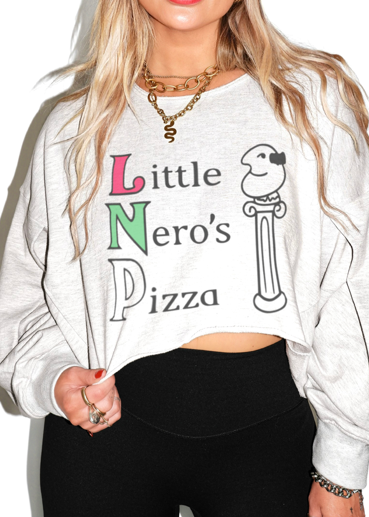 pebby forevee Sweatshirt CROPPED LITTLE NERO'S PIZZA GRAPHIC SWEATSHIRT