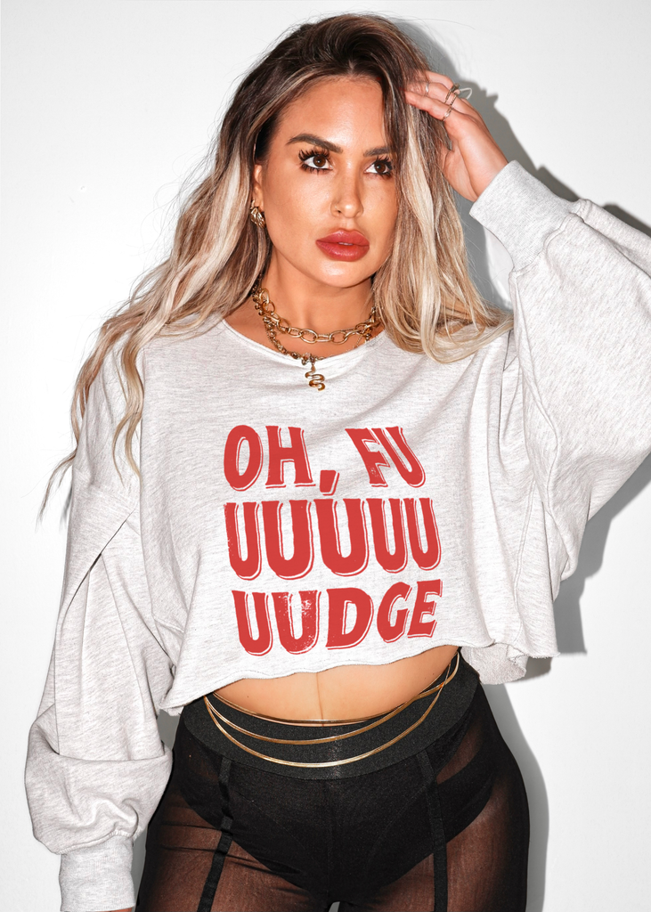 pebby forevee Sweatshirt CROPPED OH FUDGE GRAPHIC SWEATSHIRT