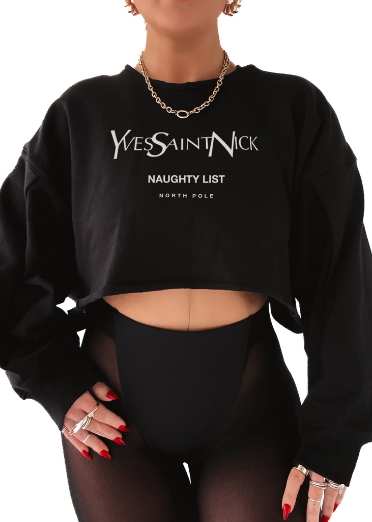 pebby forevee Sweatshirt CROPPED YVES SAINT NICK GRAPHIC SWEATSHIRT