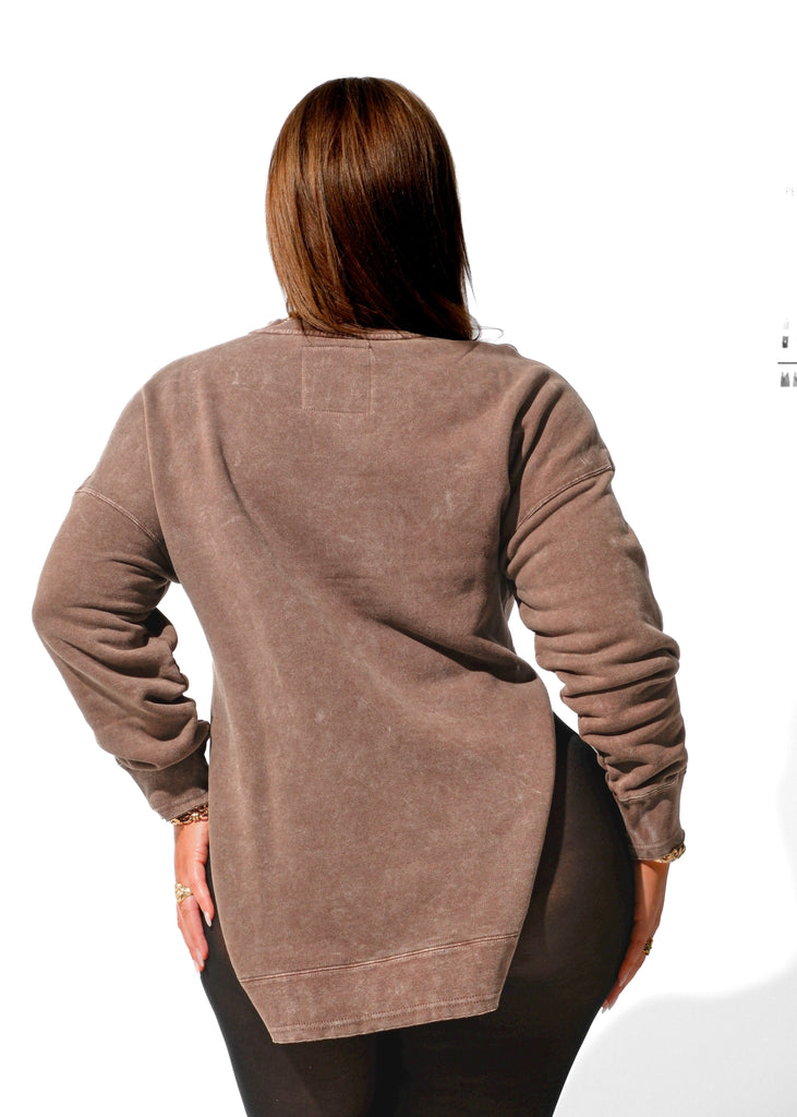 pebby forevee Sweatshirt FEEL GOOD SIDE SLIT SWEATSHIRT