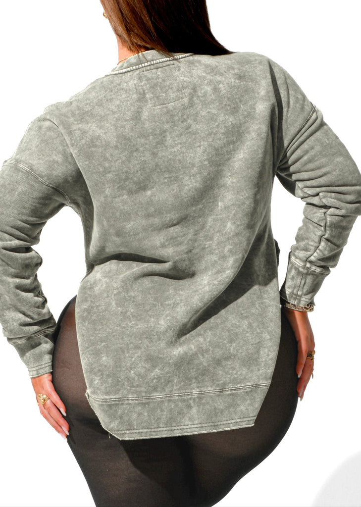 pebby forevee Sweatshirt FEEL GOOD SIDE SLIT SWEATSHIRT