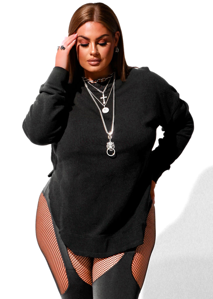 pebby forevee Sweatshirt FEEL GOOD SIDE SLIT SWEATSHIRT