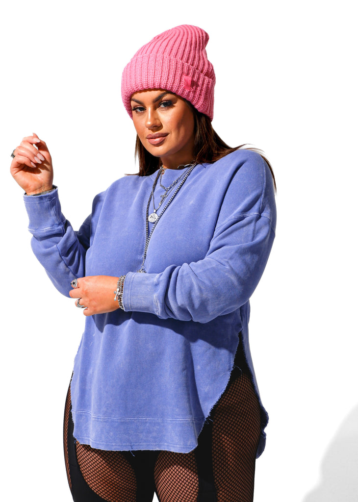 pebby forevee Sweatshirt FEEL GOOD SIDE SLIT SWEATSHIRT