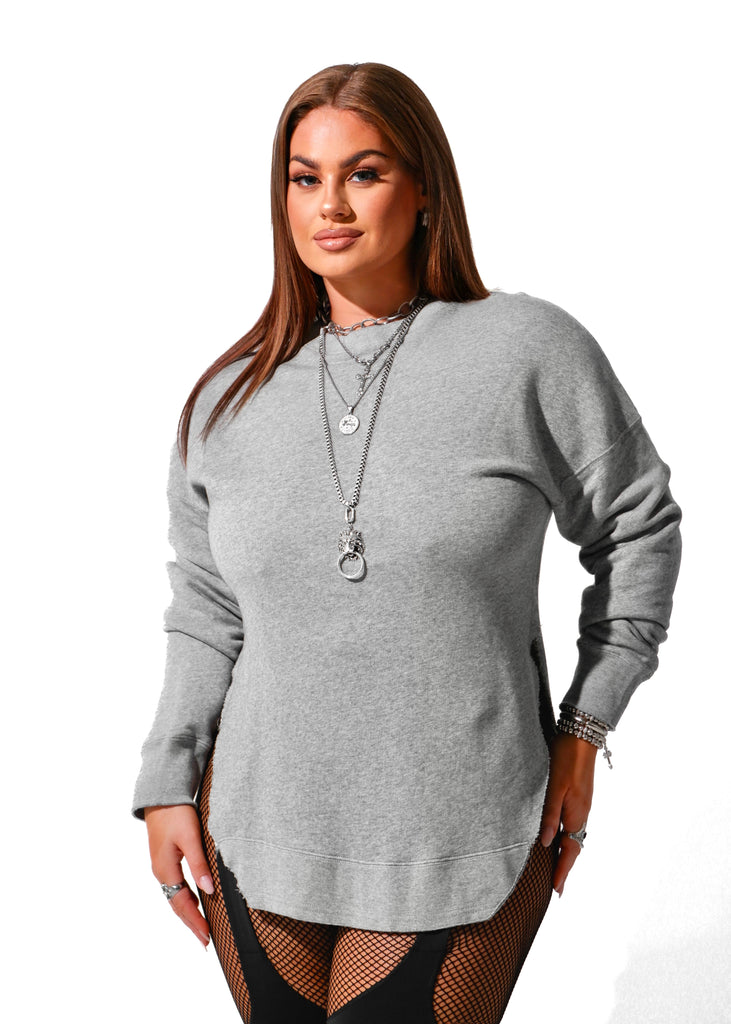 pebby forevee Sweatshirt FEEL GOOD SIDE SLIT SWEATSHIRT