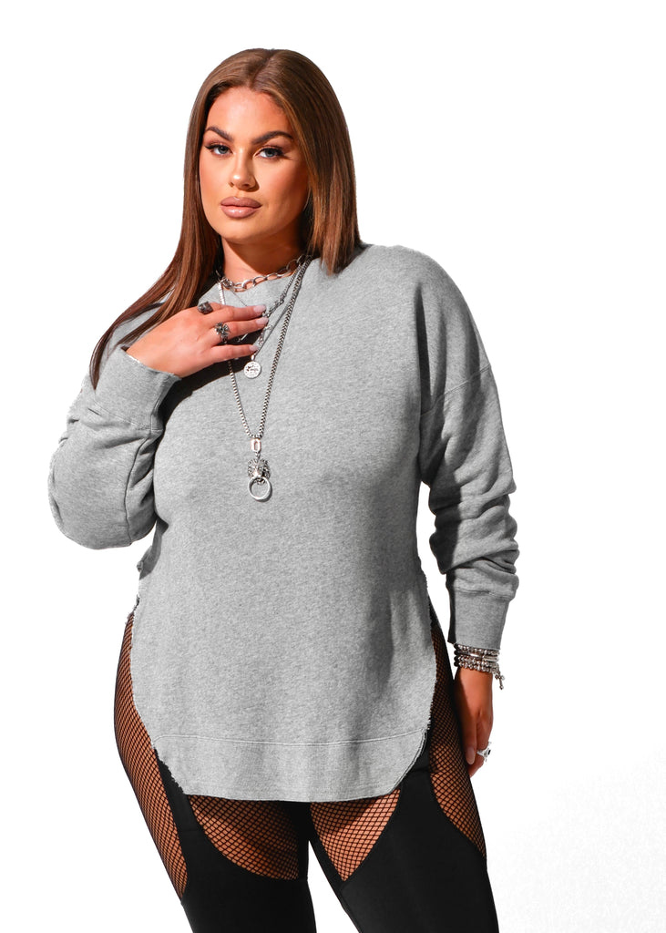 pebby forevee Sweatshirt FEEL GOOD SIDE SLIT SWEATSHIRT
