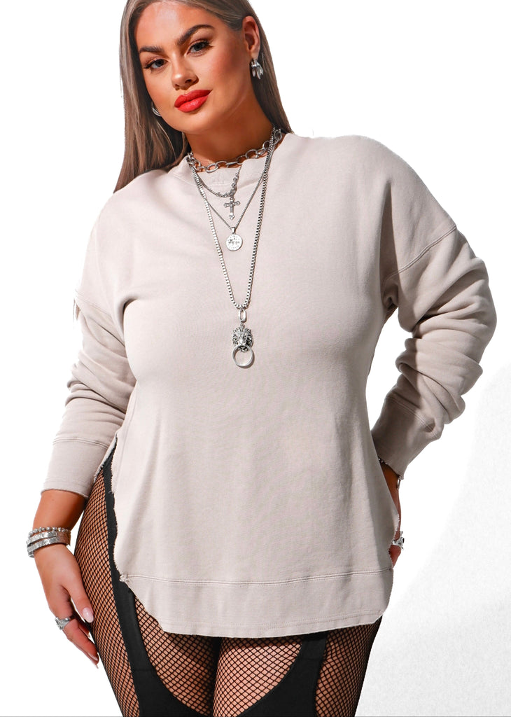 pebby forevee Sweatshirt FEEL GOOD SIDE SLIT SWEATSHIRT