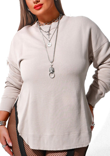 FEEL GOOD SIDE SLIT SWEATSHIRT – Pebby Forevee