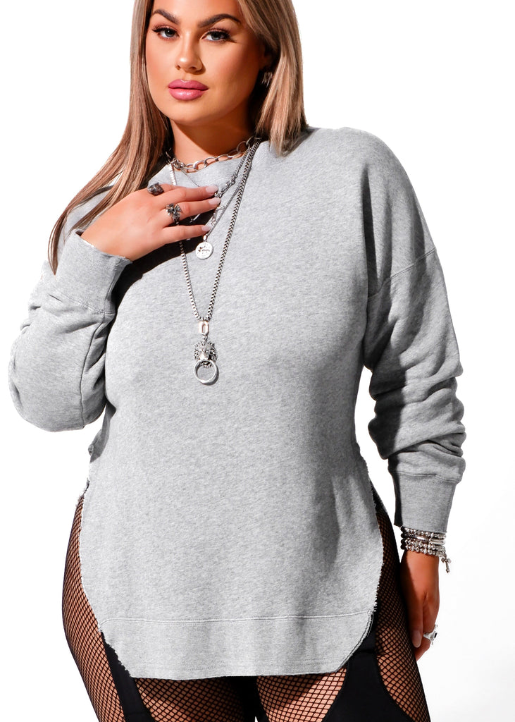 pebby forevee Sweatshirt FEEL GOOD SIDE SLIT SWEATSHIRT