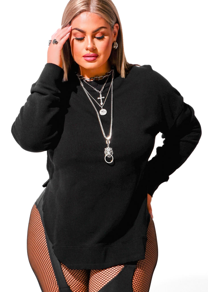 pebby forevee Sweatshirt FEEL GOOD SIDE SLIT SWEATSHIRT
