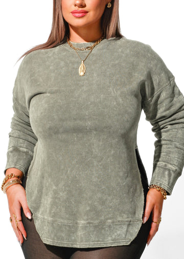 FINAL SALE: FEEL GOOD SIDE SLIT SWEATSHIRT – Pebby Forevee