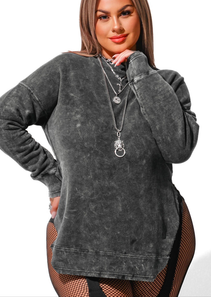 pebby forevee Sweatshirt FEEL GOOD SIDE SLIT SWEATSHIRT