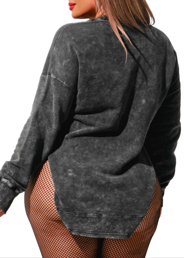 pebby forevee Sweatshirt FEEL GOOD SIDE SLIT SWEATSHIRT