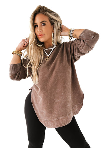 pebby forevee Sweatshirt FEEL GOOD SIDE SLIT SWEATSHIRT