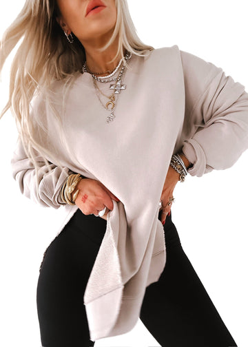 pebby forevee Sweatshirt FEEL GOOD SIDE SLIT SWEATSHIRT