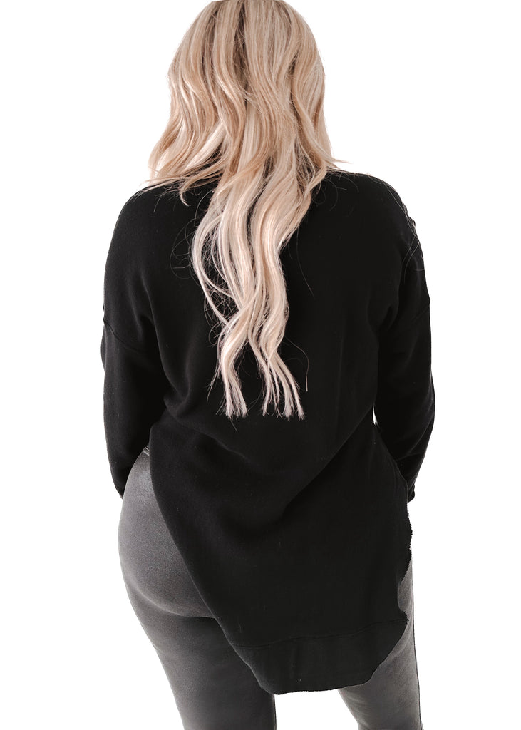 pebby forevee Sweatshirt FEEL GOOD SIDE SLIT SWEATSHIRT