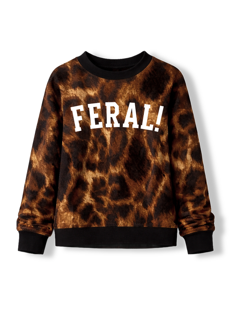 FERAL! (SCRIPT) OVERSIZED GRAPHIC SWEATSHIRT – Pebby Forevee