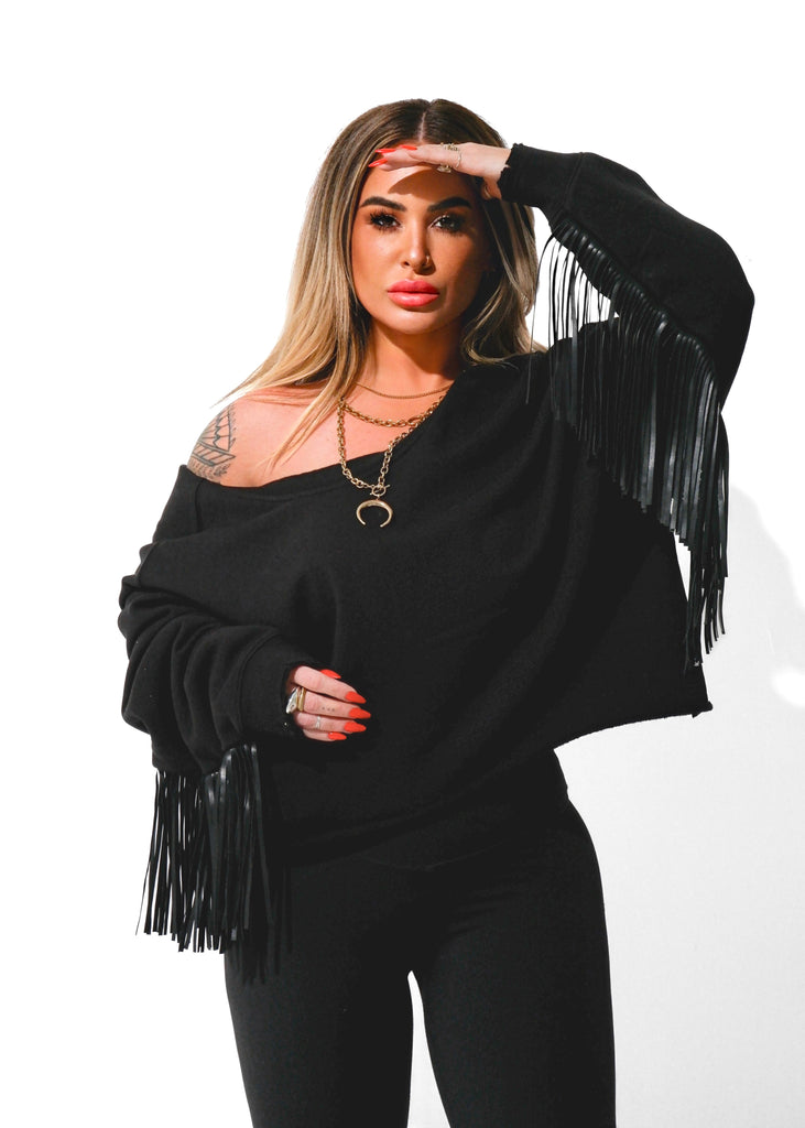 pebby forevee Sweatshirt FRINGE OVERSIZED SWEATSHIRT