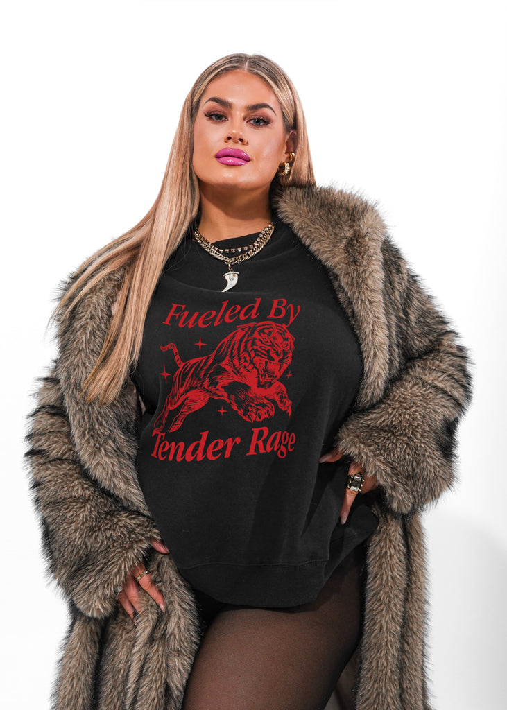 pebby forevee Sweatshirt FUELED BY TENDER RAGE OVERSIZED GRAPHIC SWEATSHIRT