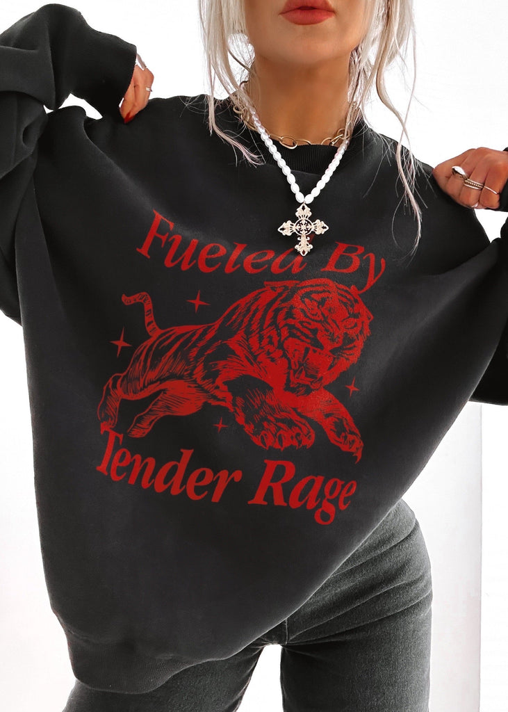 pebby forevee Sweatshirt FUELED BY TENDER RAGE OVERSIZED GRAPHIC SWEATSHIRT