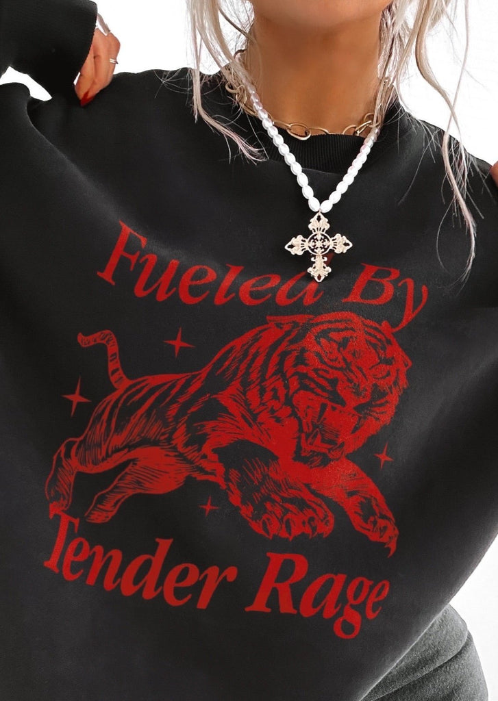 pebby forevee Sweatshirt FUELED BY TENDER RAGE OVERSIZED GRAPHIC SWEATSHIRT