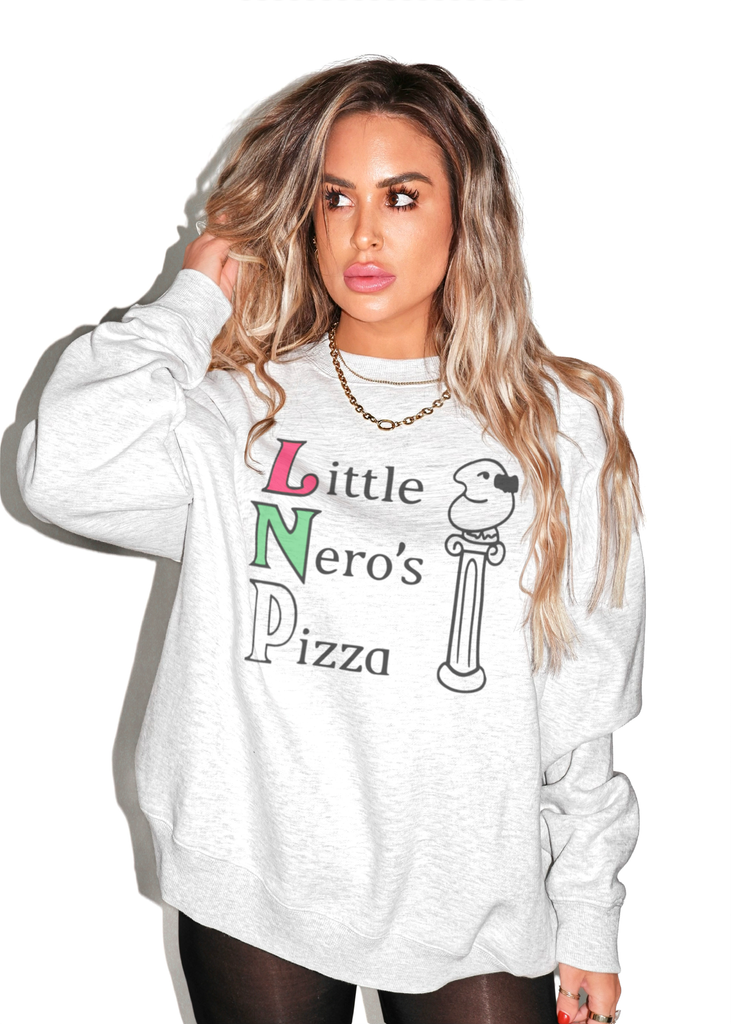 pebby forevee Sweatshirt LITTLE NERO'S PIZZA OVERSIZED GRAPHIC SWEATSHIRT