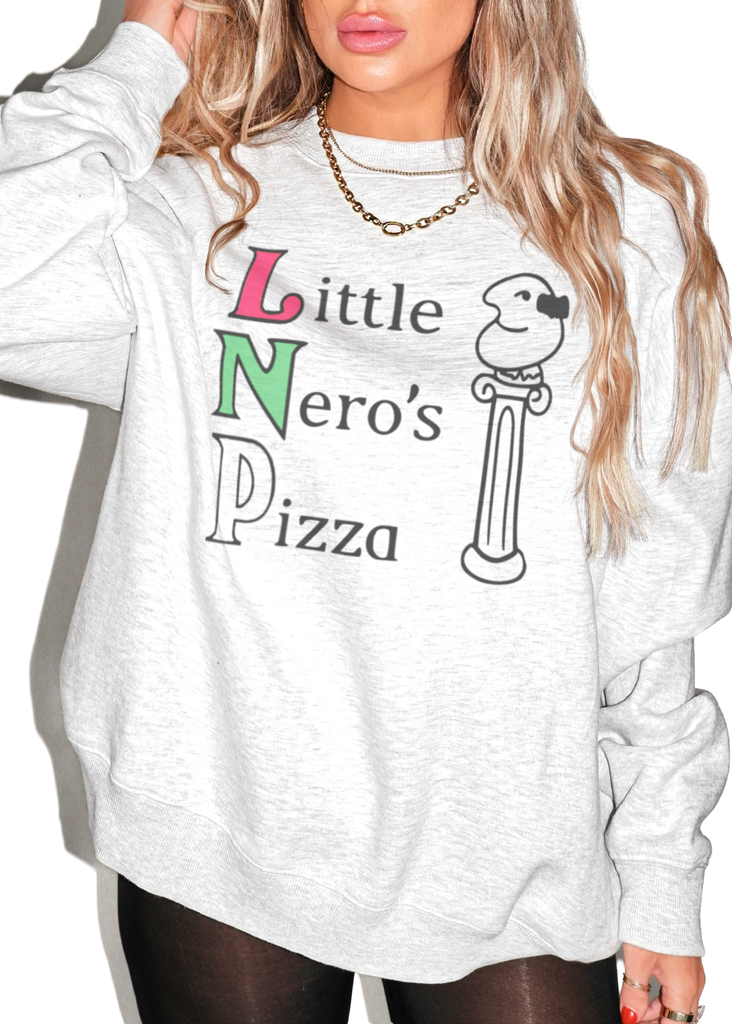 pebby forevee Sweatshirt LITTLE NERO'S PIZZA OVERSIZED GRAPHIC SWEATSHIRT