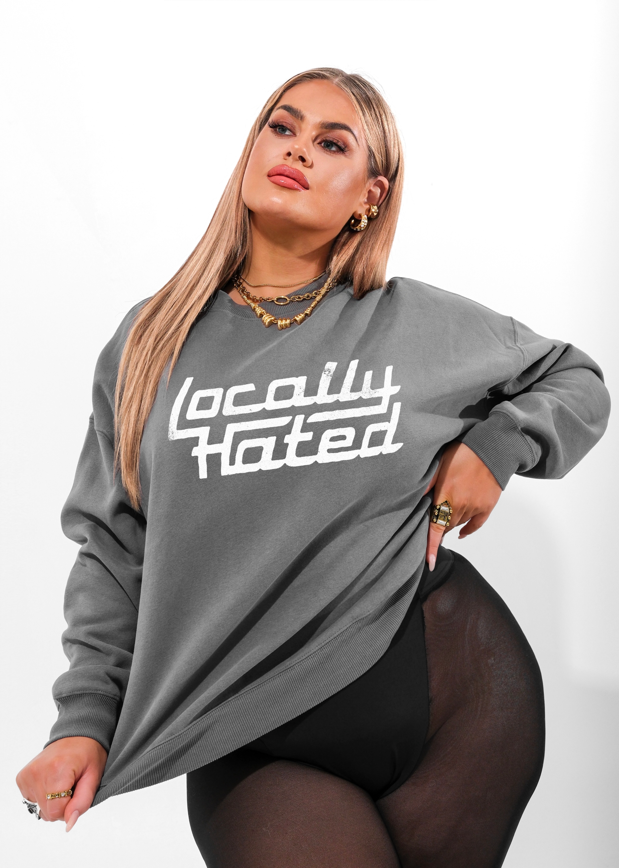 ハチヤーズ⭐︎ Women’s CB Typography LongSleeve FINAL SALE: LOCALLY HATED OVERSIZED GRAPHIC SWEATSHIRT – Pebby Forevee