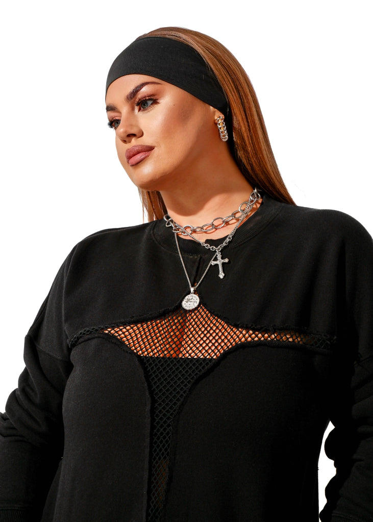pebby forevee Sweatshirt MESH FEEL GOOD SIDE SLIT SWEATSHIRT