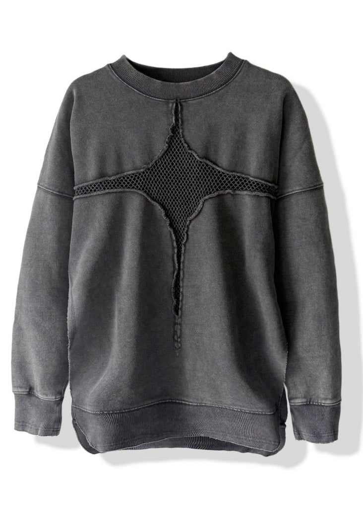 pebby forevee Sweatshirt MESH FEEL GOOD SIDE SLIT SWEATSHIRT