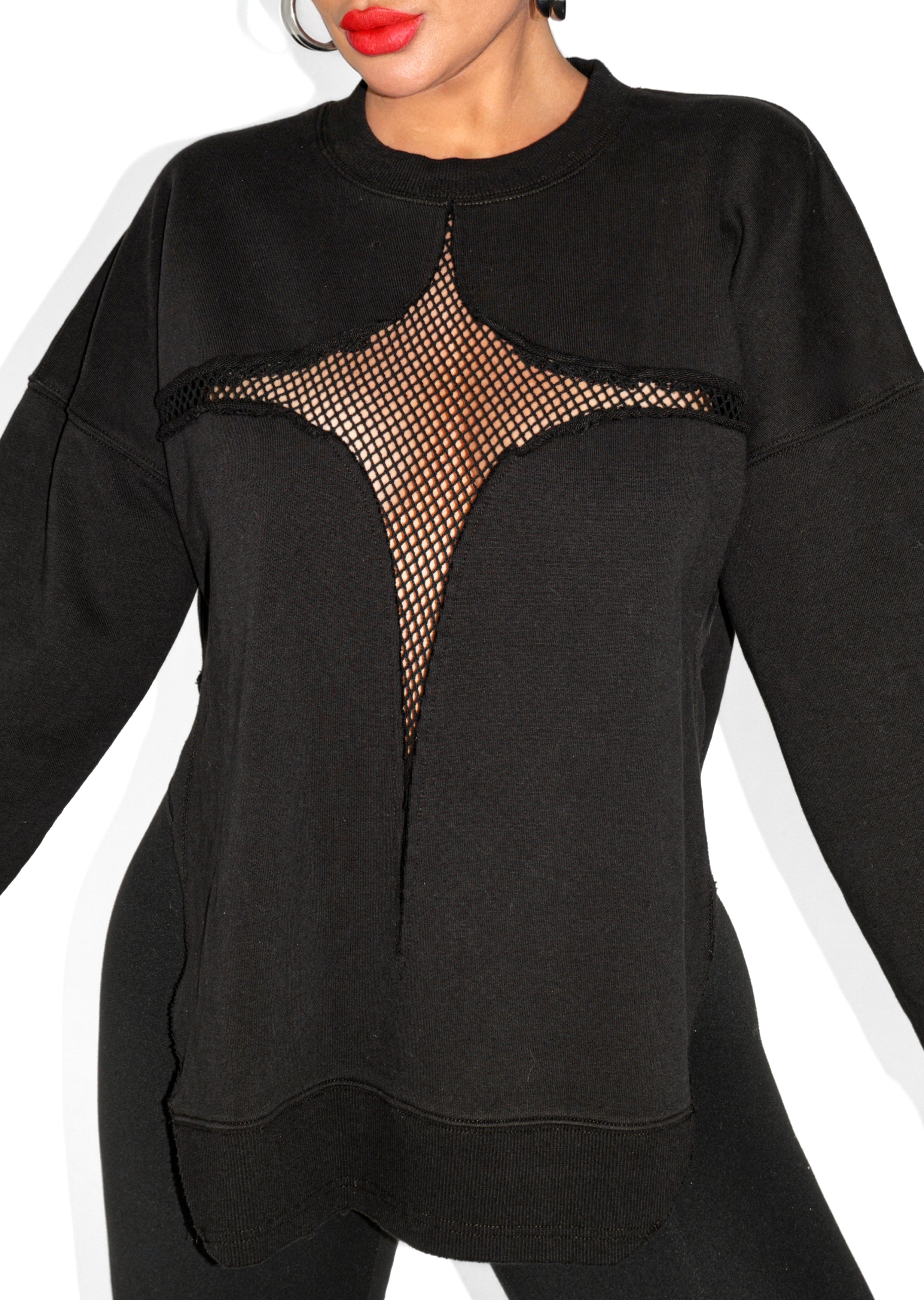 FINAL SALE: MESH FEEL GOOD SIDE SLIT SWEATSHIRT – Pebby Forevee