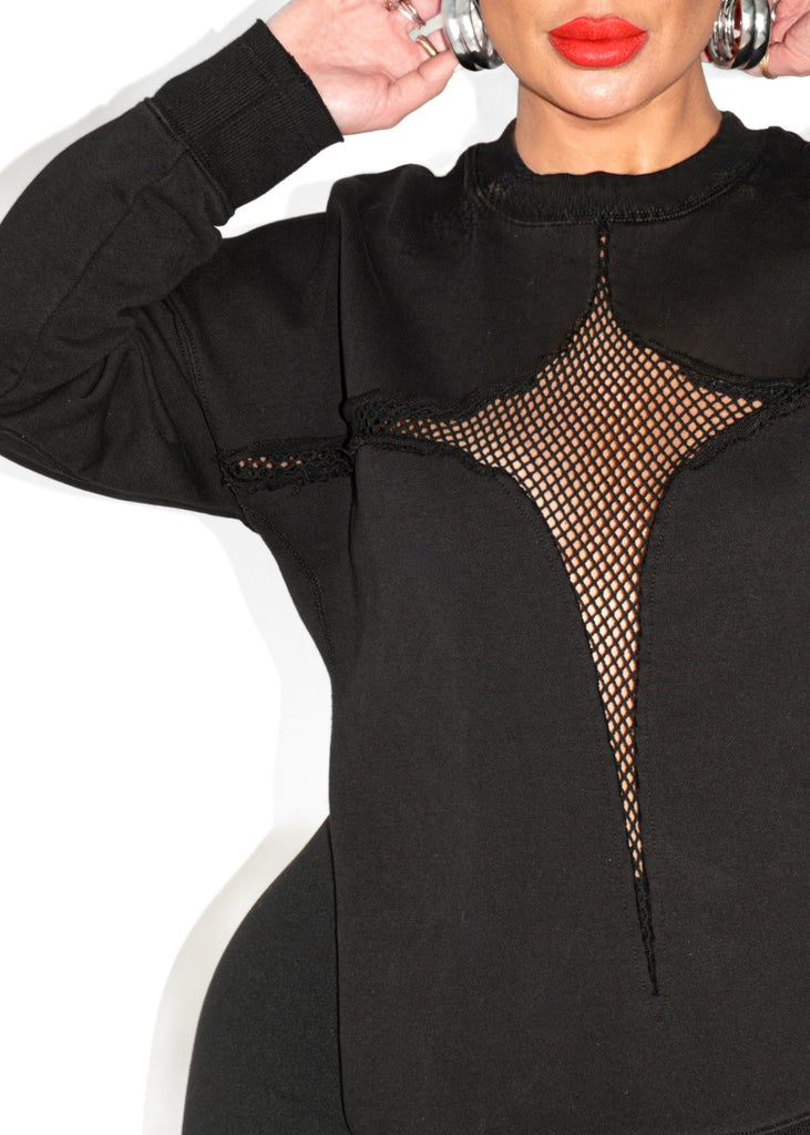 pebby forevee Sweatshirt MESH FEEL GOOD SIDE SLIT SWEATSHIRT