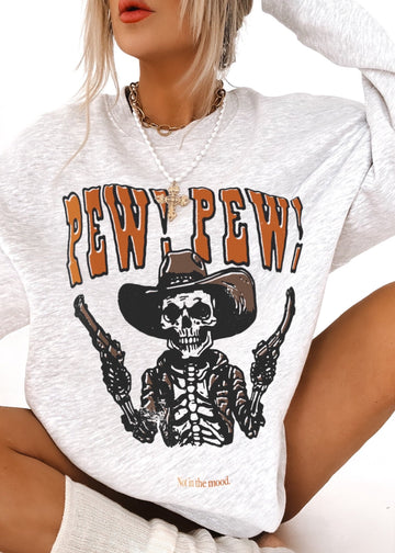 pebby forevee Sweatshirt PEW PEW NOT IN THE MOOD OVERSIZED GRAPHIC SWEATSHIRT