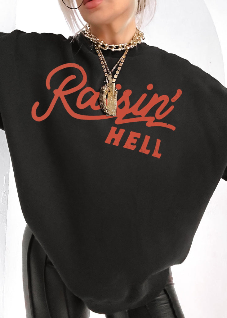 pebby forevee Sweatshirt RAISIN' HELL VINTAGE OVERSIZED GRAPHIC SWEATSHIRT
