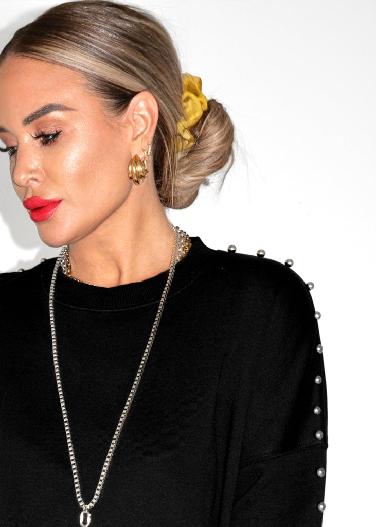 pebby forevee Sweatshirt STUDDED FEEL GOOD SIDE SLIT SWEATSHIRT