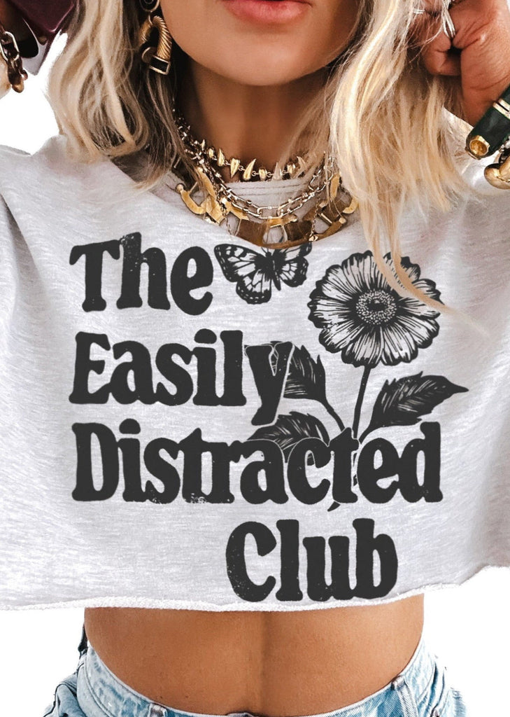 pebby forevee Sweatshirt THE EASILY DISTRACTED CLUB CROPPED GRAPHIC SWEATSHIRT