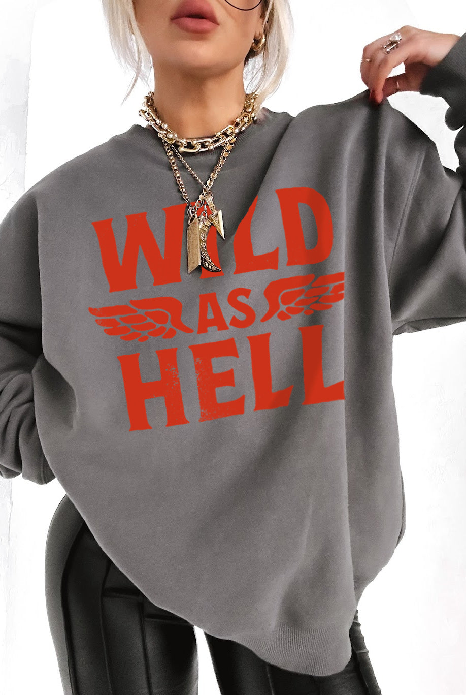 FINAL SALE: WILD AS HELL OVERSIZED GRAPHIC SWEATSHIRT – Pebby Forevee