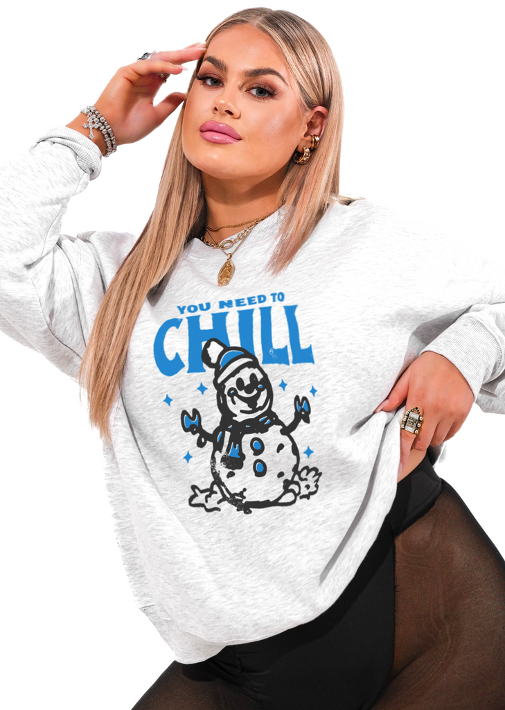 pebby forevee Sweatshirt YOU NEED TO CHILL OVERSIZED GRAPHIC SWEATSHIRT