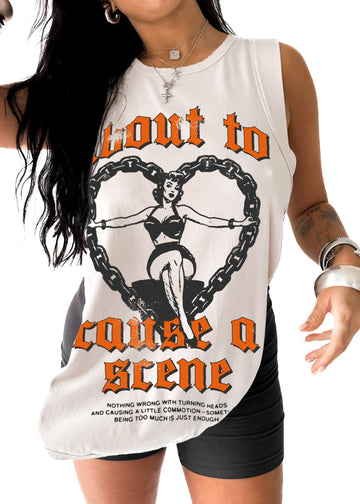 pebby forevee Tank Top ABOUT TO CAUSE A SCENE HIGH HOPES OVERSIZED SIDE SLIT TANK