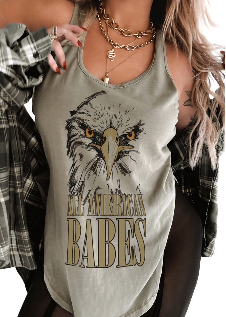 pebby forevee Tank Top ALL AMERICAN BABES BOYFRIEND SIDE SLIT TANK