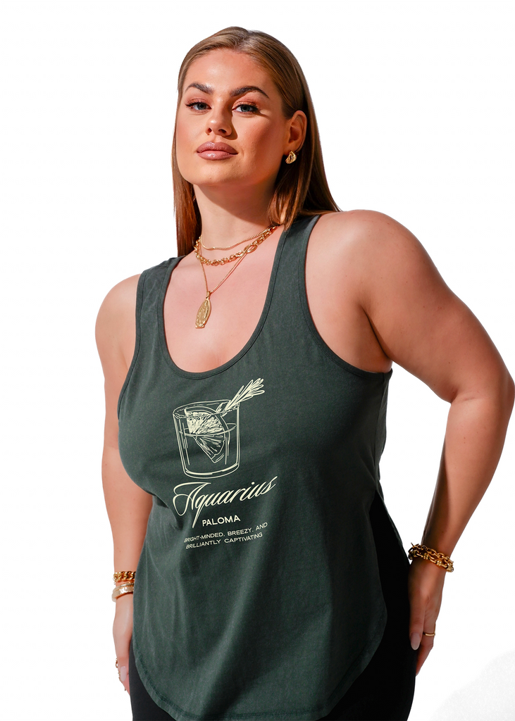 pebby forevee Tank Top AQUARIUS COCKTAIL BOYFRIEND SIDE SLIT TANK